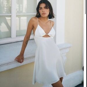 Zara White satin cut off mini dress